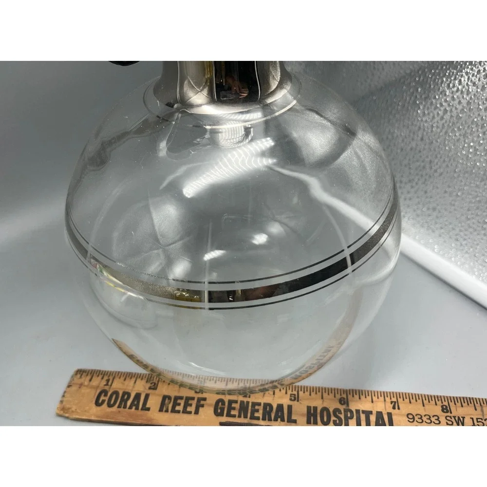 Vtg Mid-Century Glass‎ Beverage Decanter Hot or cold Cork Stopper Mirrored Neck
